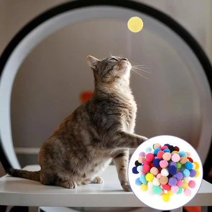 Xthrotsenk 100 Pcs Cat Toy Balls 1-Inch Colorful Cat Pom Pom Balls Soft Interactive Kitten Ball Cats Exercise Toys Fuzzy Kitten Interactive Playing Quiet Toy for Cats Pet(2.5 Cm)5