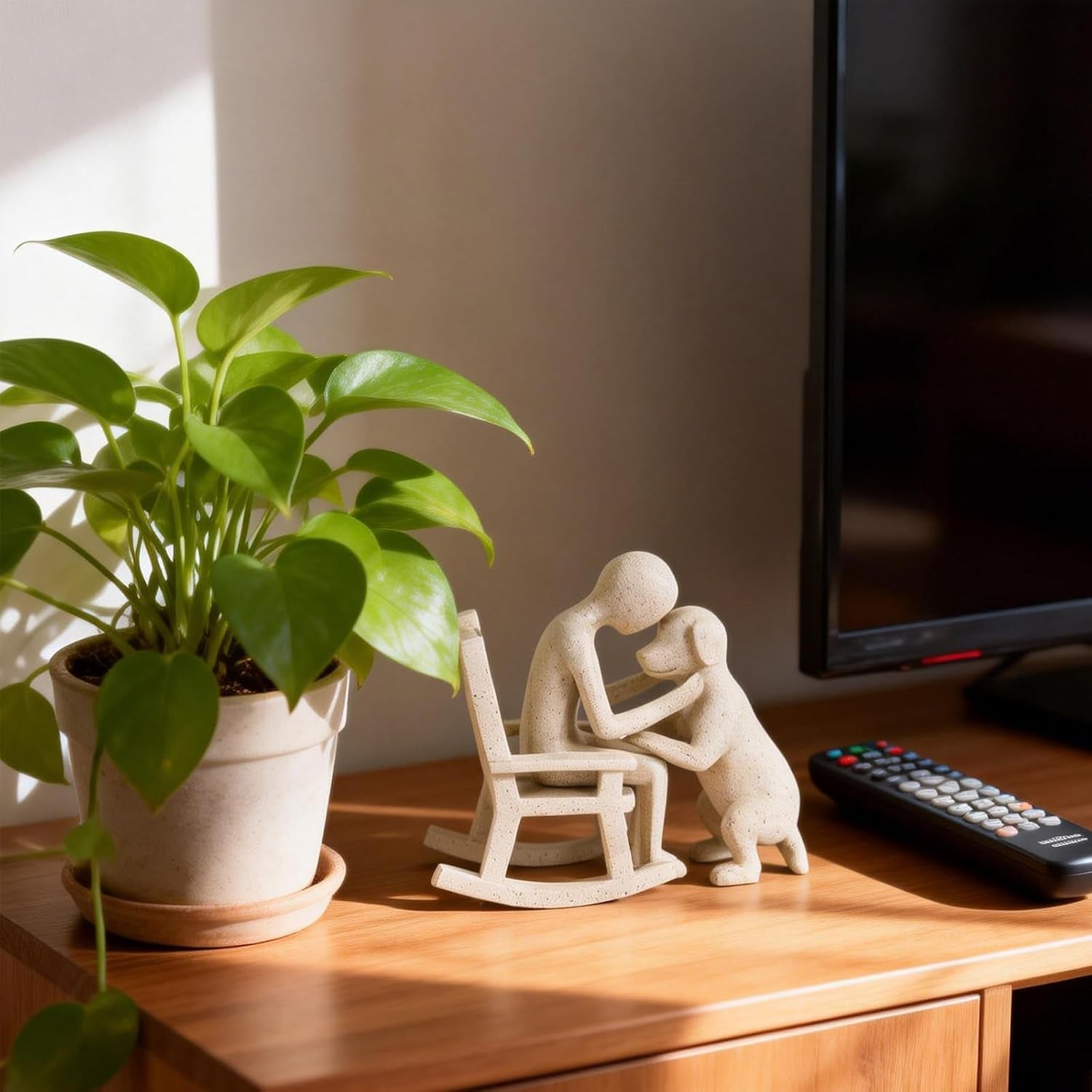 dog-decor-statue-cute-man-and-dog-decor-small-sculpture-for-home-accent-living-room-office-mantle-bookshelf-desktop-floating-shelves-memory-gifts-for-pet-lovers-sandstone