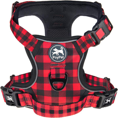 Poypet No Pull Dog Harness, No Choke Front Lead Dog Reflective Harness, Adjustable Soft Padded Pet Vest with Easy Control Handle for Small to Large Dogs(Pink, Medium)26