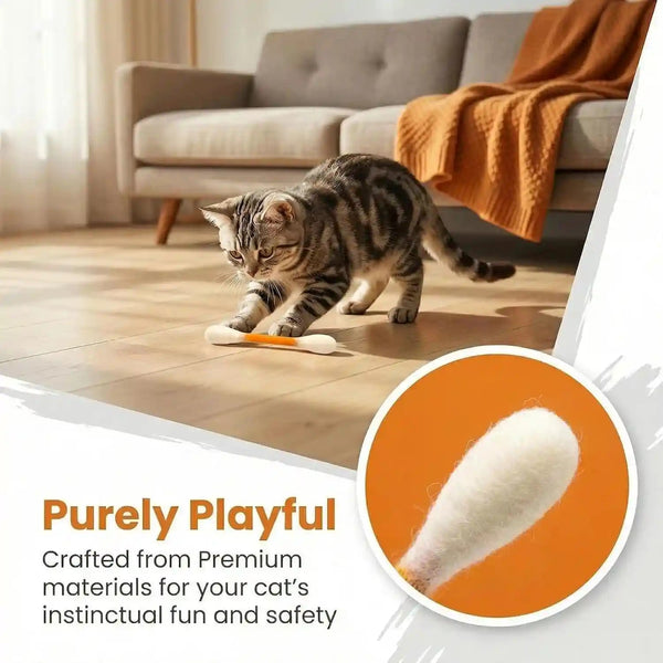 Ledeng Cotton Swabs Cat with Catnip, Swabs Catnip Toys Set of 6 Soft Plush Kicker Toys, Sturdy Teething Chew Toy (B)2