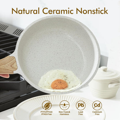 Nonstick Ceramic Frying Pan Skillet, 9.5 Inch Omelet Pan, Healthy Non Toxic Chef Pan, Induction Compatible Egg Pan with Heat Resistant Handle, Pfas-Free2