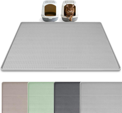 Silicone Cat Litter Mat 47" X 35" Cat Mat for Litter Box, Khaki | Extra Large Cat Litter Trapping Mat for Floor, Waterproof, Non-Slip Kitty Litter Box Mat with Raised Edge, Easy to Clean20