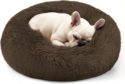 Hoewina Dog & Cat Bed for Indoor Cats, 20In Calming Donut Bed for Puppy and Kitten, Washable round Fluffy Pet Bed for Small Medium Dogs and Cats (Light Grey)10
