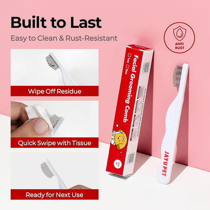 JAYU PET Facial Grooming Comb | Dog Eye Combs, Stress-Free Eye Gunk Remover for Dogs & Cats, Pet Facial Brush, Cat Grooming Kit7