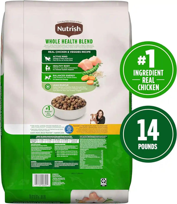 Nutrish Real Chicken & Veggies Recipe Whole Health Blend Dry Dog Food, 14 Lb. Bag, Packaging May Vary (Rachael Ray)3