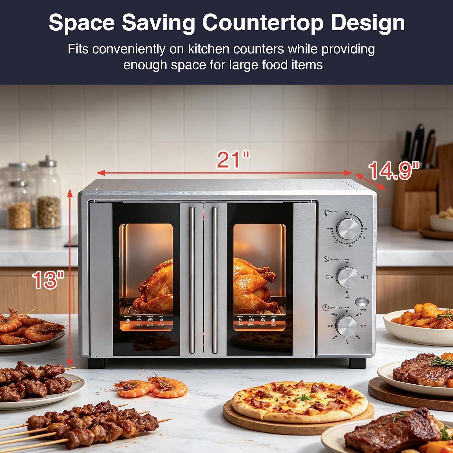 40-1qt-xl-french-door-countertop-oven-1600w-extra-large-toaster-oven-with-3-intuitive-knobs-infared-even-heating-for-12-pizza-whole-chicken-easy-to-use-stainless-steel-silver