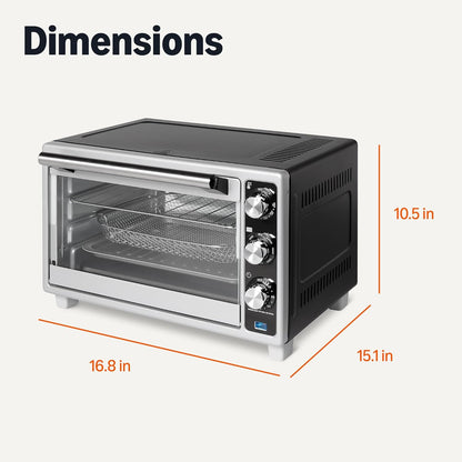 6-Slice 23-QT Toaster Oven with Built-In Air Fryer, 7-In-1 Cooking Options, 60-Min Timer & Adjustable Temperature (200°F - 450°F), with Accessories, 1500W, Stainless Steel, Silver/Gray5
