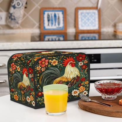 Animal Rooster Flower Toaster Cover 4 Slice Wide Slot Washable Kitchen Appliance Covers Fingerprint Bread Machine Dust Cover Small Toaster Oven Accessories Covers Bread Maker Bag Women Gift6