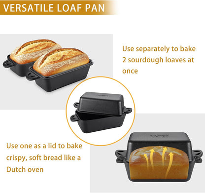 Cast Iron Loaf Pan with Lid 9X5 Inch - Bread Baking Pans for Homemade Bread, 2 Piece Set2