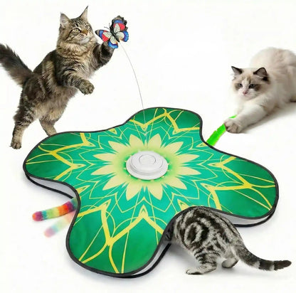 Interactive Cat Toy for Indoor Cats, Touch Activated Automatic Electronic Cat Toy with Sound On/Off, Dual Wands, Non-Slip Suction Cups, Rechargeable Hide and Seek Cat Play Mat for Bored Adult Kittens7
