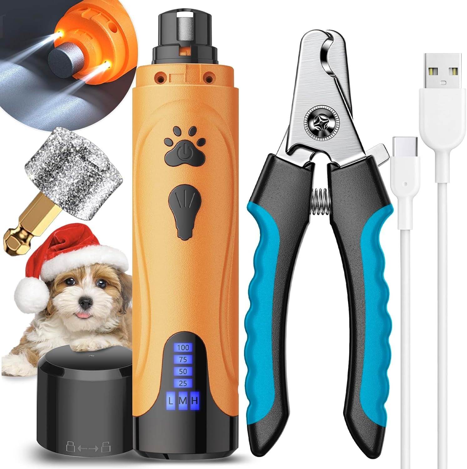 yabife-super-quiet-dog-nail-grinder-clippers-kit-with-2-led-lights-3-speeds-up-to-12-000-rpm-lower-than-30db-electric-pet-nail-trimmer-for-small-medium-large-dogs-and-cats