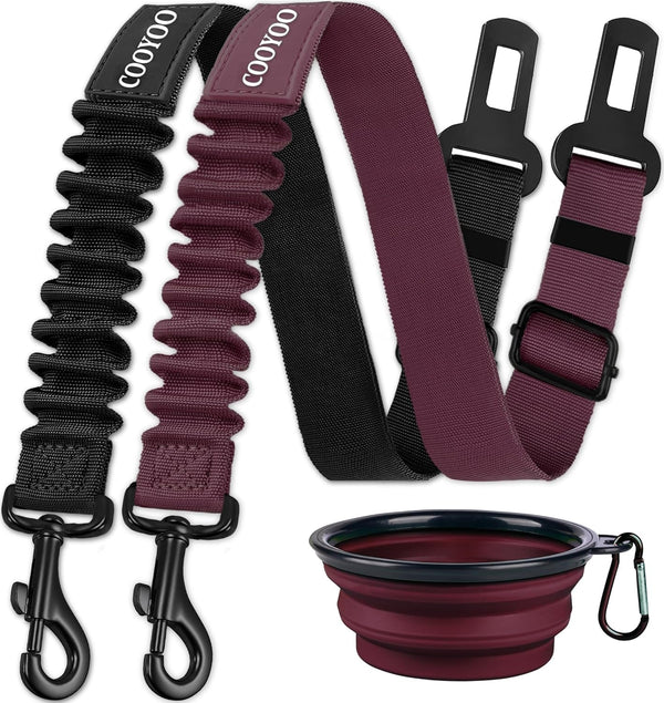 COOYOO Dog Seat Belt, Durability Retractable Dog Car Harness Adjustable Dog Seat Belt for Vehicle Nylon Pet Safety Seat Belts Heavy Duty & Elastic (1 Pack Black)8