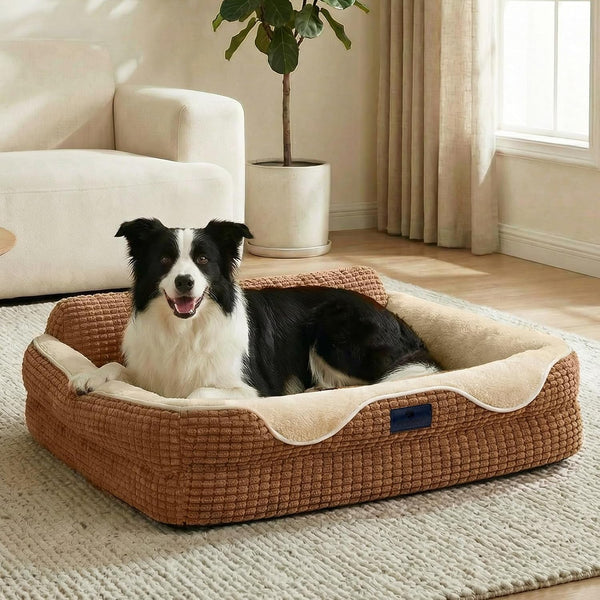 Veehoo Square Dog Bed Medium Size Dog, Orthopedic Dog Bed Couch Sofa, 36" | Washable & Medium Dog Bed for Indoor, Egg-Crate Memory Foam Dog Bed with Sides, Removable Cover, High Back Non-Slip Bottom10