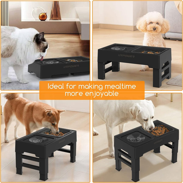 URPOWER 2-In-1 Elevated Slow Feeder Dog Bowls with No-Spill Water Bowl | 4 Height-Adjustable Raised Dog Bowls, Non-Slip Food and Water Bowls with Stand for Small, Medium, Large Dogs, Cats and Pets7