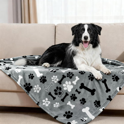 Rezutan Blanket for Large Dogs, Cat Flannel Washable Soft Pet Mat Throw Cover for Kennels-Beds, Sofas, Furniture Protection, Cute Paw Pattern, Black, 50X40 Inch19