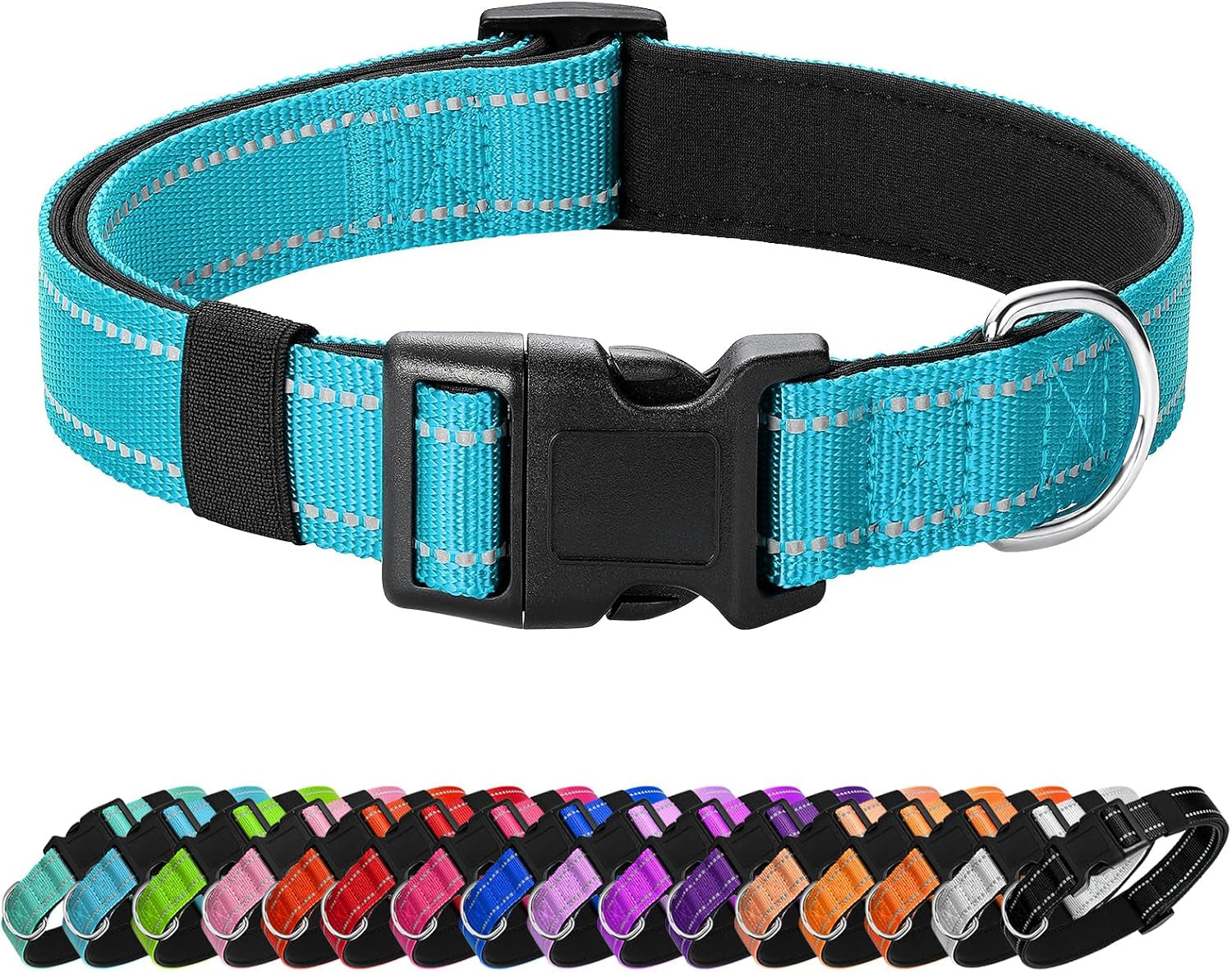 reflective-dog-collar-padded-with-soft-neoprene-breathable-quick-release-basic-dog-collars-for-medium-dogs-purple-girl