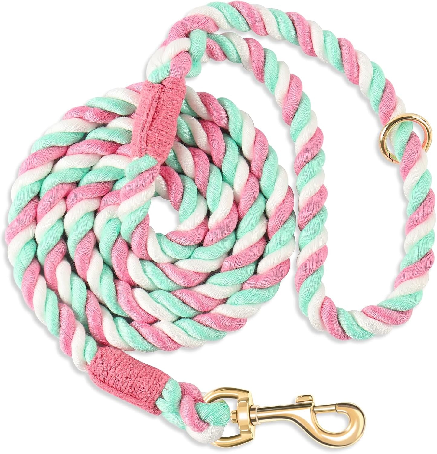 5-ft-handmade-rope-dog-leash-for-small-medium-and-large-dogs-soft-and-comfortable-grip-new-golden-heavy-duty-metal-clasp-colorful-macaron