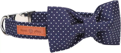 Lionet Paws Boy Dog Collar with Bowtie, Comfortable Adjustable Cute Navy Blue Bow Tie Collar for Male Dogs Gift, Xlarge, Neck 16-26 Inches25