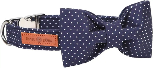 Lionet Paws Boy Dog Collar with Bowtie, Comfortable Adjustable Cute Navy Blue Bow Tie Collar for Male Dogs Gift, Xlarge, Neck 16-26 Inches25