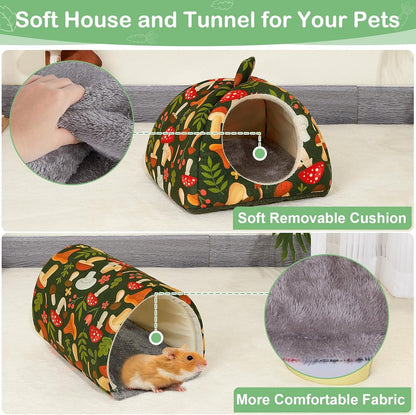 Bienbee Guinea Pig Hideout, 2 Piece Washable Set for Small Animals Small | Guinea Pig Bed with Soft Plush, Resilient Padding, and Easy Machine Washing for Resting Hiding and Tunnel Playing3