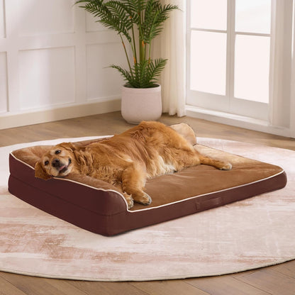 Dog Beds Large Sized Dogs, XL Orthopedic Dog Beds for Large Dogs 42"X30"X7.5", Waterproof Pet Bed with Washable Cover, L-Shaped Pet Couch with Portable Handle, Grey11
