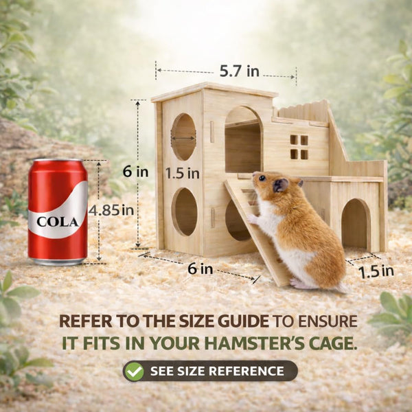 Tiny Hamster Maze Wood House Fun Slide House Double-Decker Hut for Dwarf Gerbil Mouse Mice Rat Small Animals(Only for Small Hamster)5