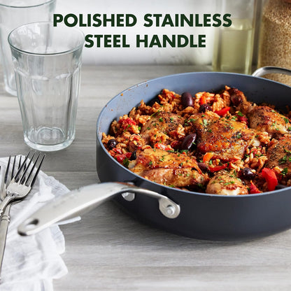 Valencia Pro 4.5QT Ceramic Nonstick Sauté Pan, Hard Anodized | Pfas-Free Nonstick, Induction Ready, Compatible with All Stovetops, Hard Anodized, Gray, Dishwasher Safe, Oven Safe to 600F7