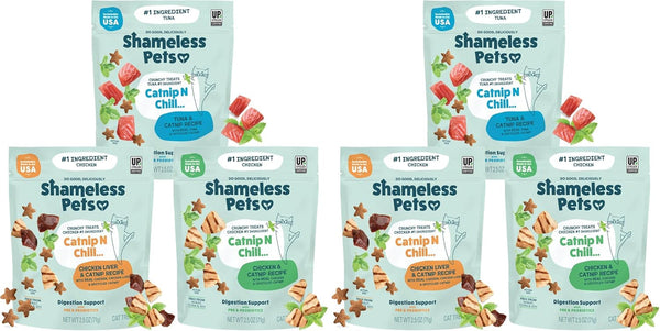 Shameless Pets Crunchy Cat Snacks & Treats – Healthy Cat Treats for Indoor Cats & Kittens with Catnip, Real Chicken & Digestive Support, Catnip N Chill (2.5 Oz)18