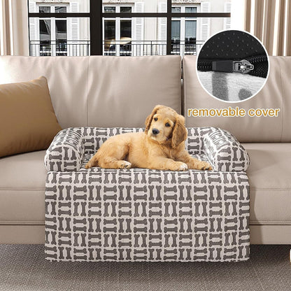Orthopedic Dog Bed Mat for Large Dogs, Washable Sofa Protector Pet Bed with 3-Sided Bolster, Shredded Memory Foam & Plush Support, Non-Slip Bottom for Medium & Small Dogs (Grey)3