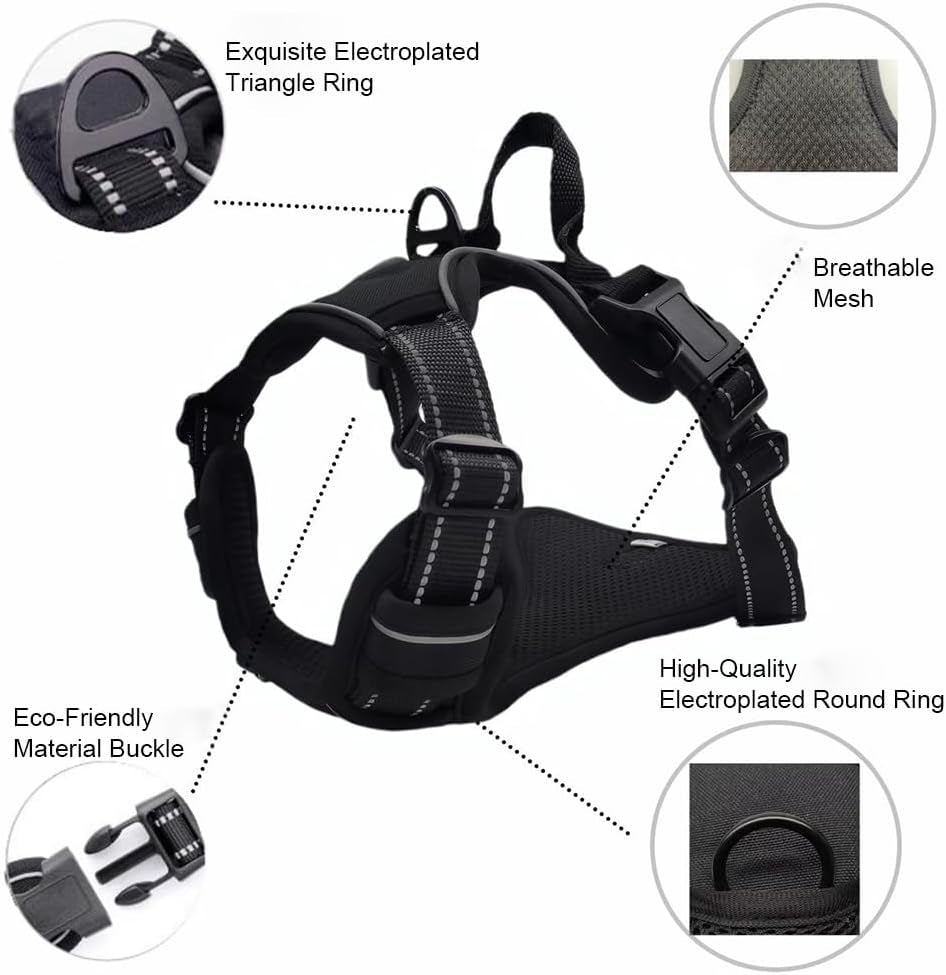 no-pull-dog-harness-adjustable-pet-vest-with-front-back-leash-clips-reflective-comfortable-vest-harness-for-large-dogs-easy-control-handle-for-walking-black-l
