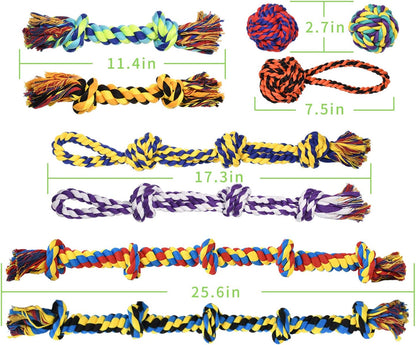 SHARLOVY Large Tough Chew Toys for Aggressive Chewers Large Breed,Heavy Duty Dental Rope Toys Kit for Medium Dogs,5 Knots Indestructible Cotton Puppy Teething Chew Tug Toy Set of 99