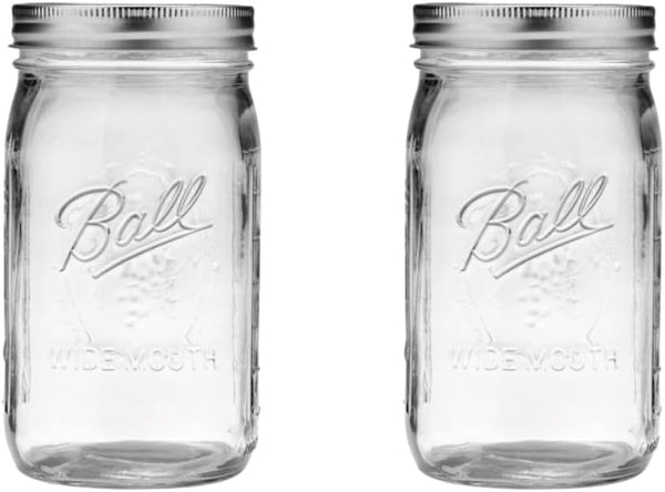 Quart (32Oz) Jar with Silver Lid, Wide Mouth, Set of 21