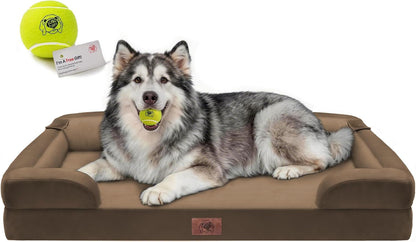 Waterproof Orthopedic Dog Bed for Extra Large Sized Dogs | Memory Foam Pet Bed Sofa with Bolster, Dog Couch with Washable Cover & Non-Slip Bottom, 42X30 Inch, Grey24