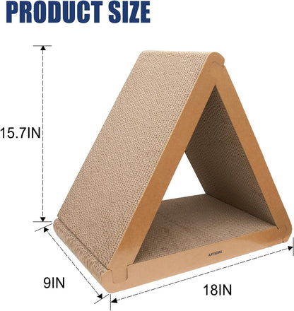 3 Pack Cardboard Cat Scratcher & Scratch Pad, Buildable Triangle Cat House W/ 6-Sided Use, Furniture Protection for Indoor Cats2