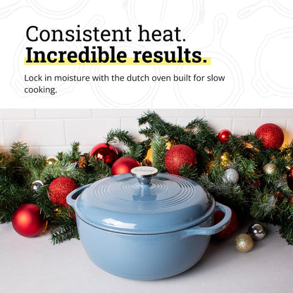 Essential Enamel Cast Iron Dutch Oven, 4.5 Quart, Lagoon | Dual Handles, Oven Safe up to 500°F, Use to Marinate, Cook, Bake, Refrigerate & Serve, Stovetop Safe3