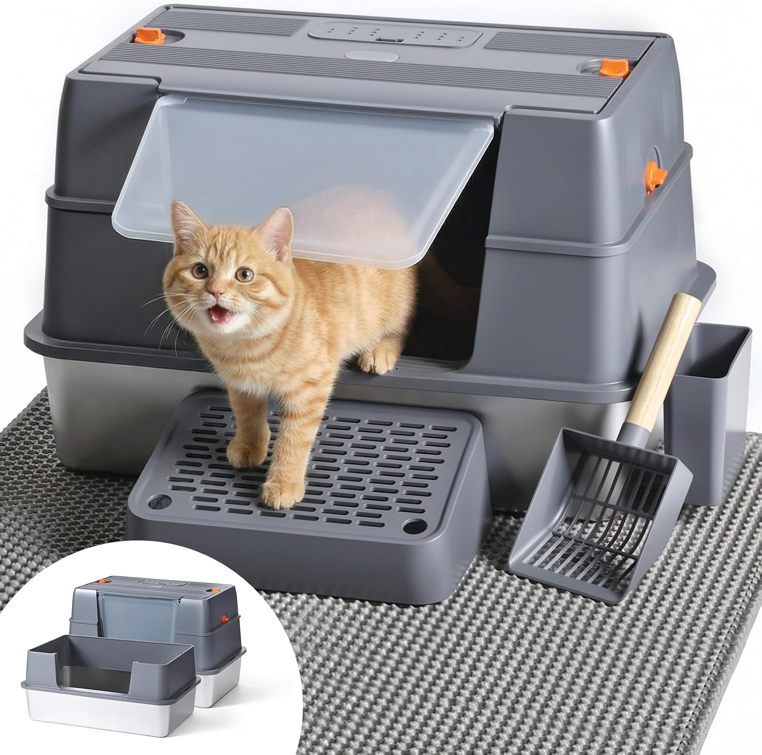 stainless-steel-litter-box-extra-large-enclosed-cat-litter-box-with-dual-entry-odor-control-lid-tool-free-assembly-premium-metal-litter-box-for-cats-multi-cat-dog-proof-homes-grey