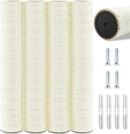 Cat Scratching Post Replacement Pole, 2 PCS 15.7In Cat Tree Replacement Post, Natural Sisal Cat Tree Replacement Parts with M8 Screws, Cat Scratch Post for Refurbishment (15.7In/40Cm)10