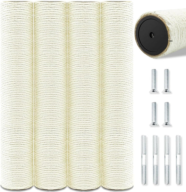 Cat Scratching Post Replacement Pole, 2 PCS 15.7In Cat Tree Replacement Post, Natural Sisal Cat Tree Replacement Parts with M8 Screws, Cat Scratch Post for Refurbishment (15.7In/40Cm)10