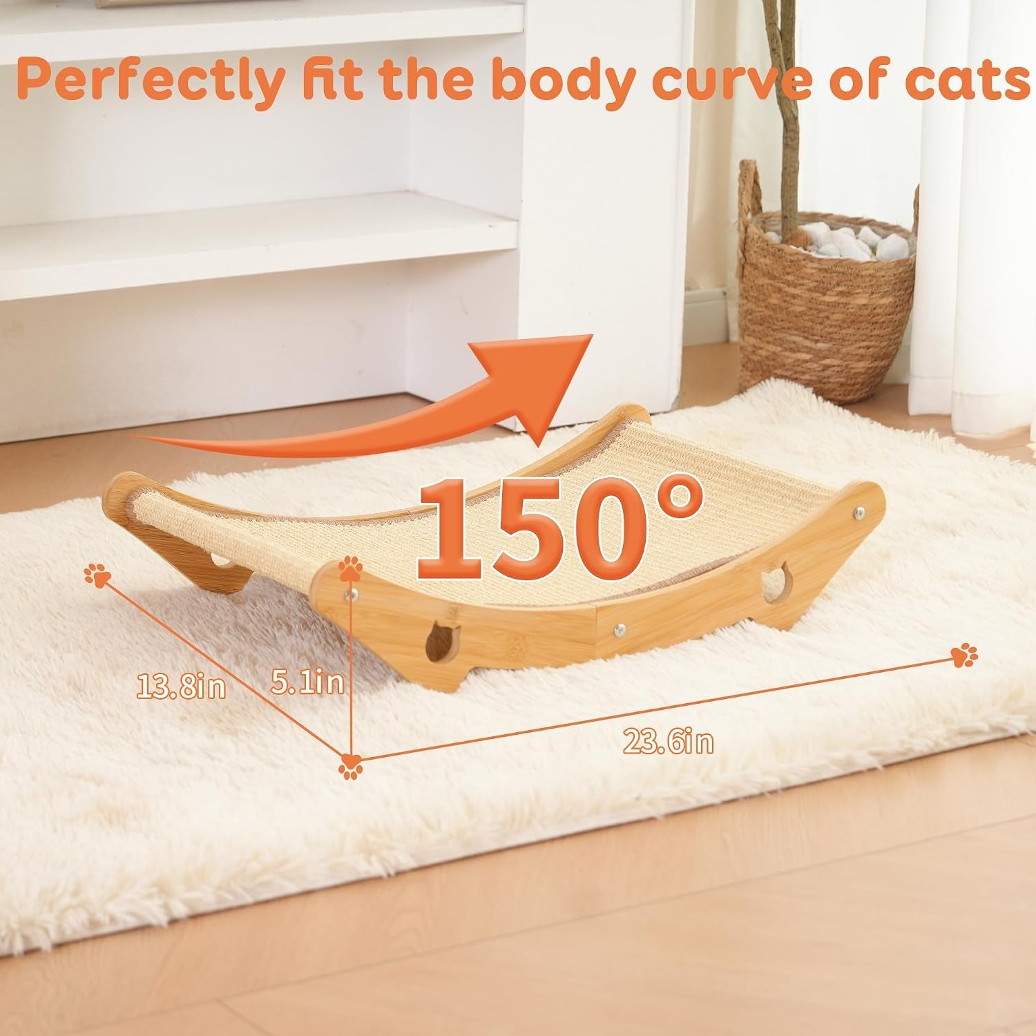 cat-scratcher-hammock-bed-u-shaped-wood-sisal-lounger-furniture-protector-pingping-go-23-6-x-13-8-inch-wood-frame-natural-sisal-indoor-outdoor-for-large-cats