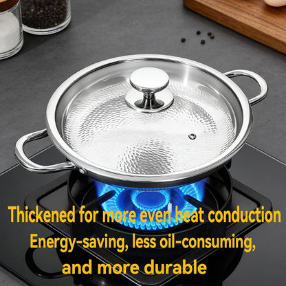 Titanium Hammered Pan, Upgrade Double Handle Non Stick Titanium Pans for Cooking, Ultra-Durable, Scratch-Resistant, Even Heating Frying Pans, Compatible with All Cooktops,With Lid,9.44In5
