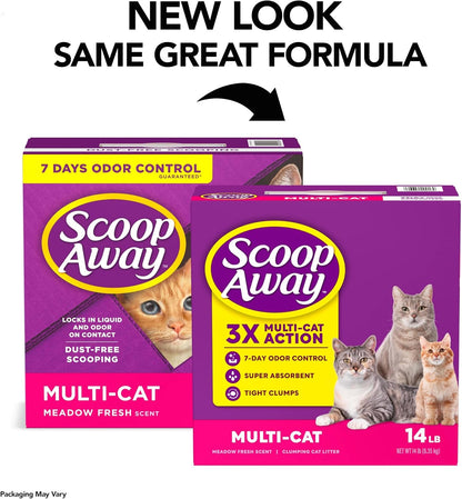 Scoop Away Multi Cat Litter with Meadow Fresh Scent, 14 Lb. Box (Package May Vary)2