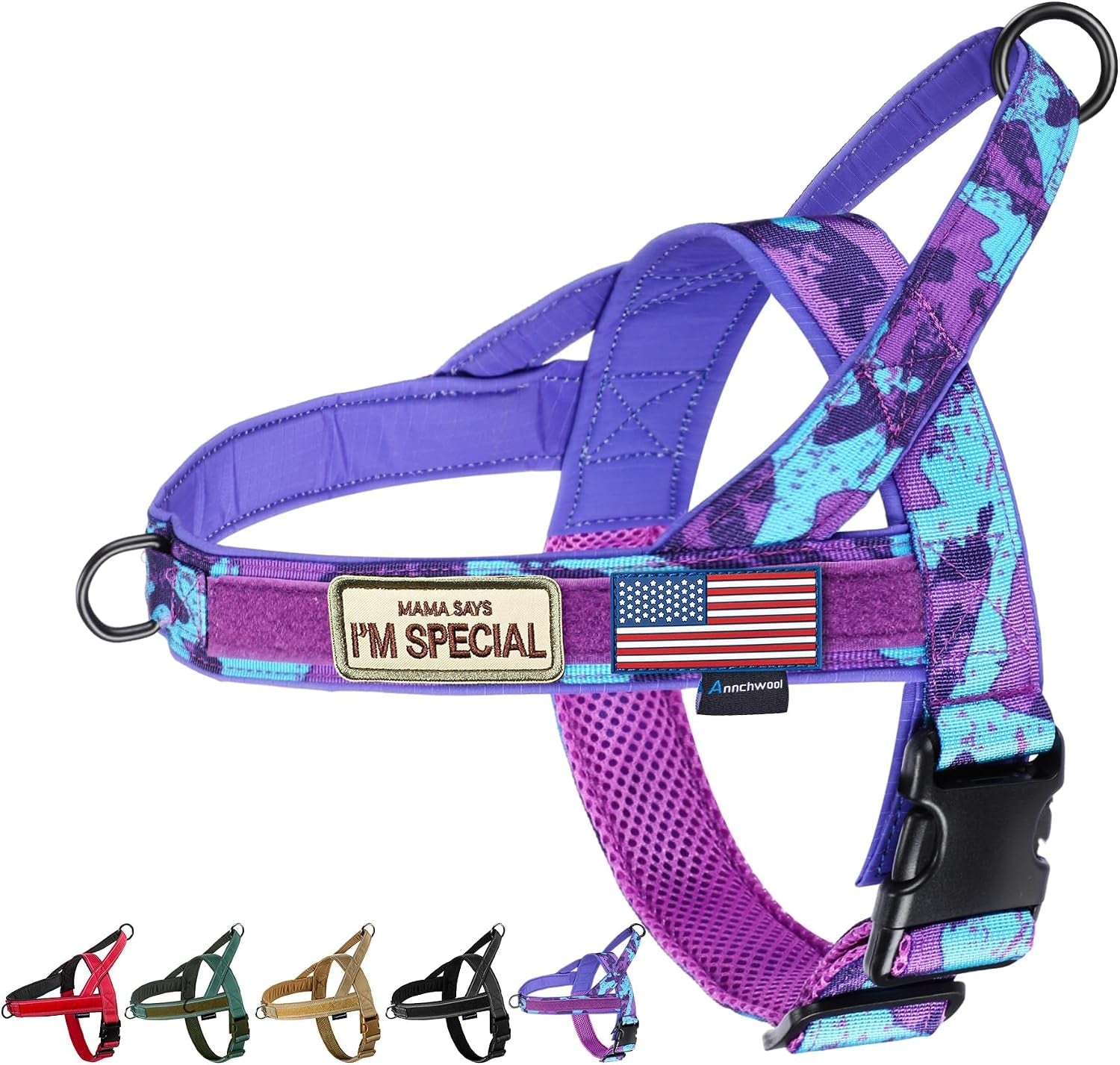 annchwool-no-pull-dog-harness-with-soft-padded-handle-reflective-strip-escape-proof-and-quick-fit-to-adjust-dog-harness-easy-for-training-walking-for-small-medium-and-large-dogsbrown-l