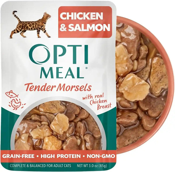Optimeal Wet Cat Food Variety Pack - Savory Protein Selection, Grain Free Tender Morsels, High Protein Premium Nutrition Made with Natural European Ingredients, Adult Cat Pouches 3Oz (Pack of 12)10