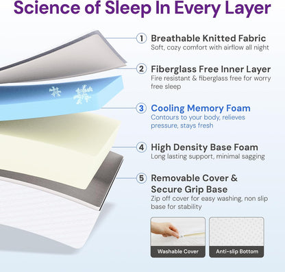 King Size 10 Inch Cooling Gel Memory Foam Mattress, Medium Feel | Pressure Relief & Ergonomic Support, Cool Sleep, Machine Washable Anti-Slip Cover, Fiberglass Free, Certipur-Us Certified3