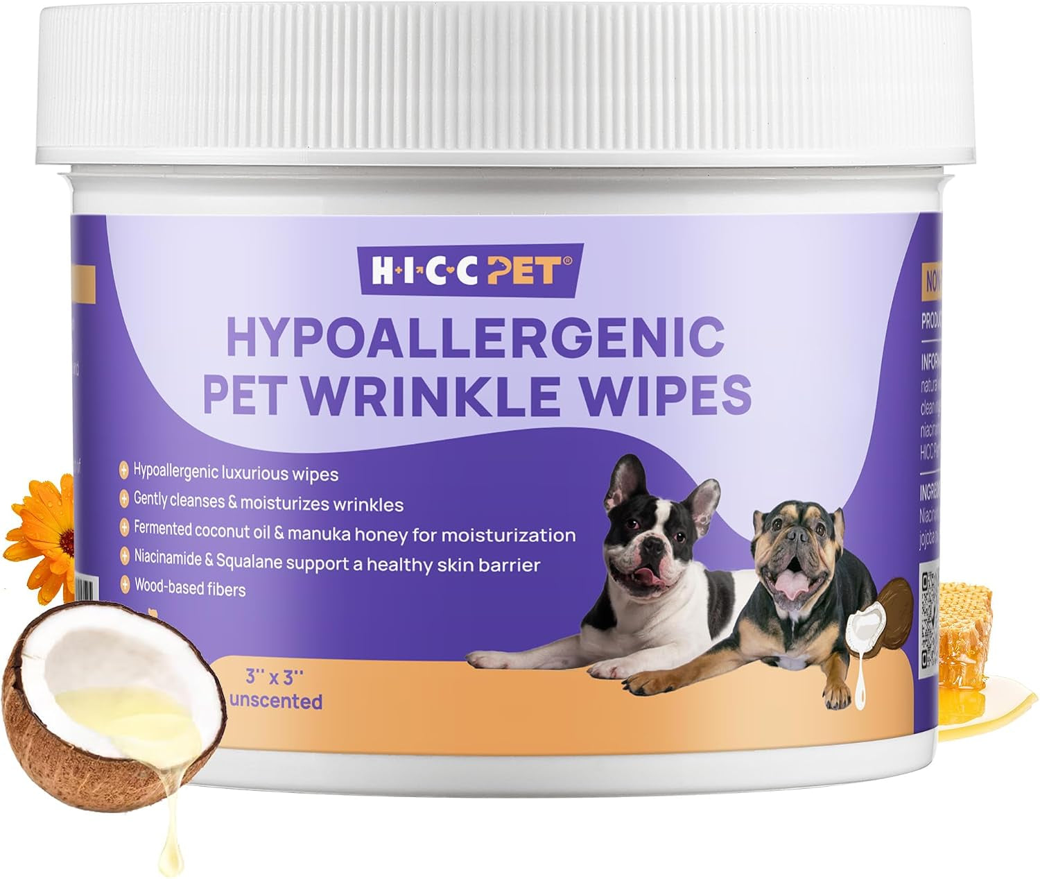 hicc-pet-wrinkle-wipes-for-dogs-deep-fold-cleaning-wipes-for-facial-folds-helps-clean-dirt-tear-residue-for-tail-pockets-skin-folds-gentle-for-bulldogs-french-bulldogs-pugs-100-count
