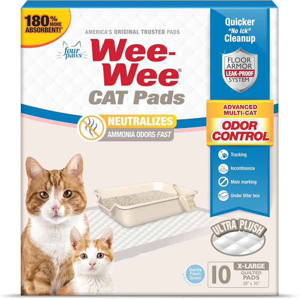 Four Paws Wee-Wee Cat Pee Pads, Disposable Litter Box Mats, Advanced Odor Control, Fast Absorption Box Pee Pads for Litter Tracking, 28" X 30", Fresh Scent, 10 Count8