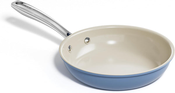 Ceramic Non Stick Egg Pans, Nonstick Frying Pan Skillet, 8 Inch Cooking Pan Non Toxic with Stay Cool Handle for Induction, PTFE & PFAS & PFOA Free, Dishwasher/Oven Safe (Blue)1