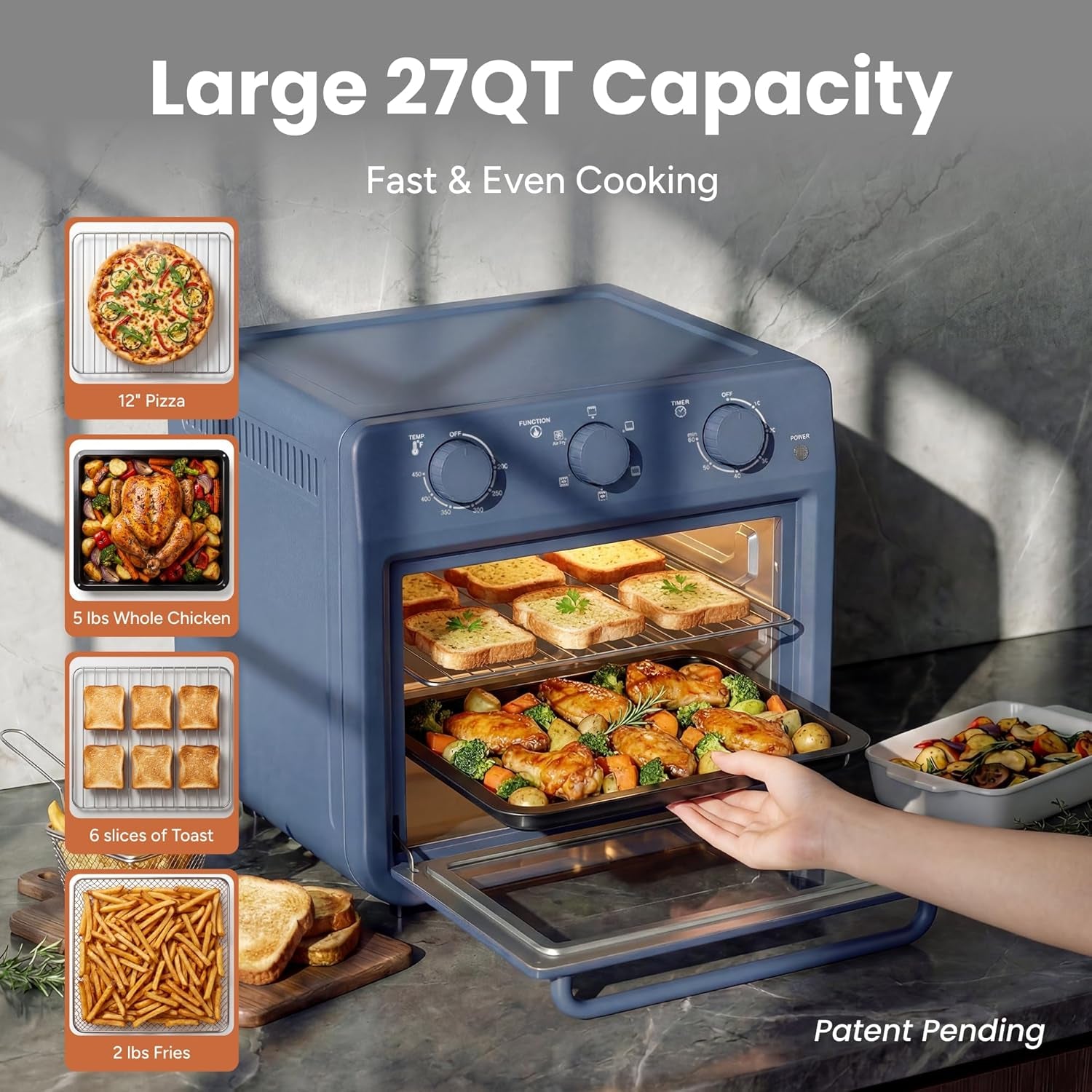 6-in-1-air-fryer-toaster-oven-combo-27qt-toaster-oven-blue-toaster-ovens-countertop-for-toast-roast-bake-broil-reheat-and-warm-fits-12-pizza-4-lb-turkey-6-toast