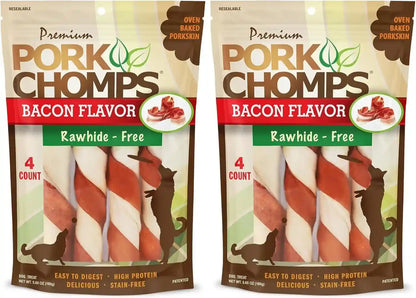 Pork Chomps Roasted Pork Skin Dog Chews, 6 Inch Twists, 15 Count - Long-Lasting Treats for Dogs - High Protein, Rawhide-Free, Low Fat, Healthy & Delicious Chews17