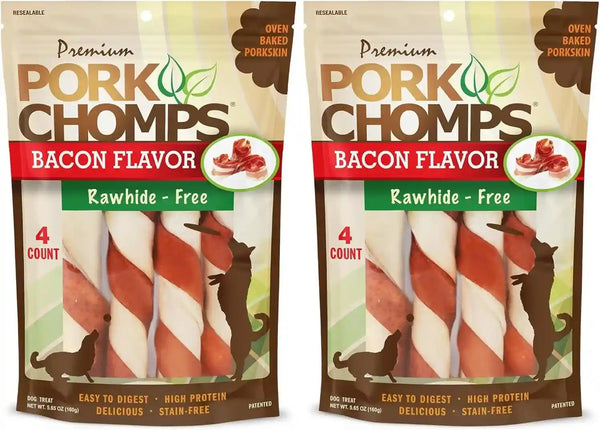 Pork Chomps Roasted Pork Skin Dog Chews, 6 Inch Twists, 15 Count - Long-Lasting Treats for Dogs - High Protein, Rawhide-Free, Low Fat, Healthy & Delicious Chews17